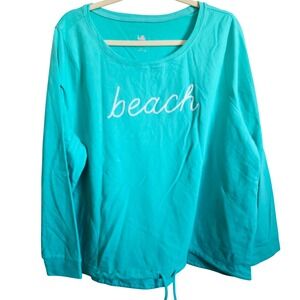 Belle Beach Kim Gravel Aqua Long Sleeve Sweatshirt Pullover Beach XL NEW